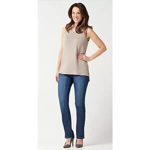 Lisa Rinna Sleeveless Tank Side Slits A353285 Taupe New XS